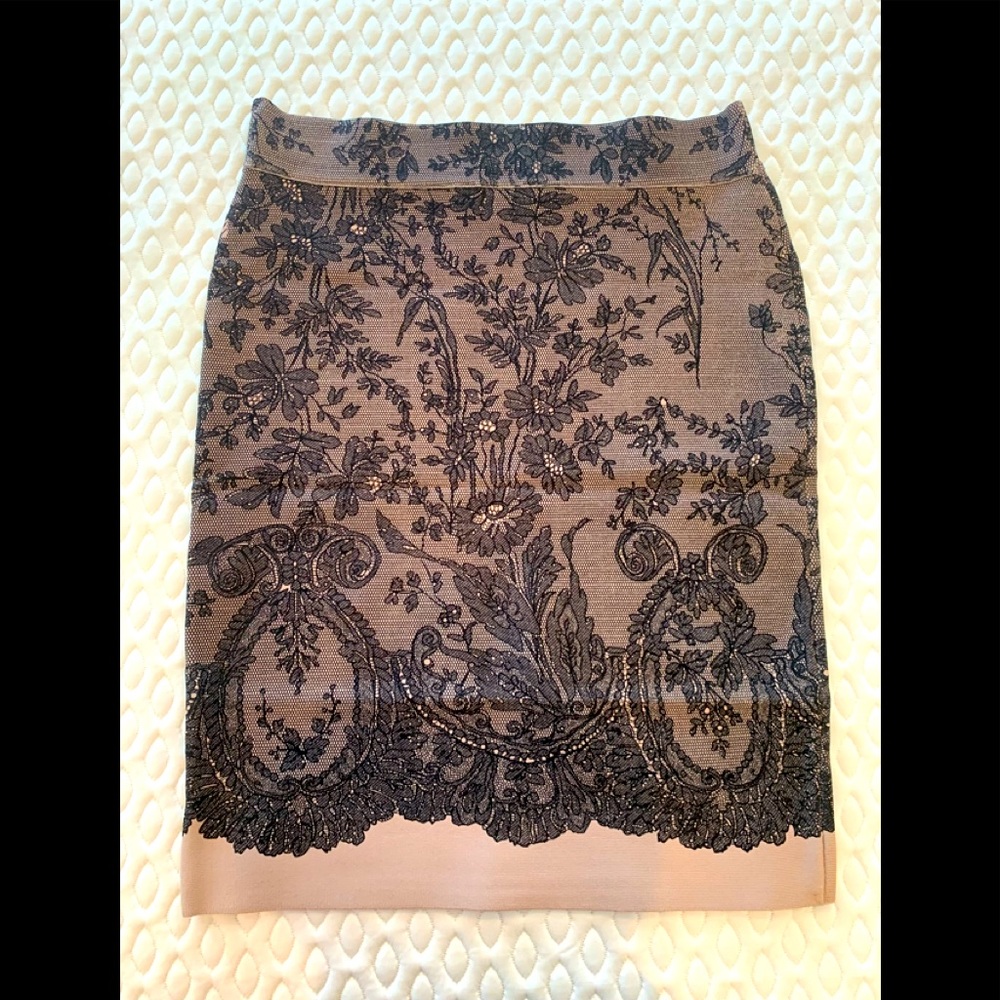 BCBGMAXAZRIA Pencil Skirt - Nude & Black - Size L